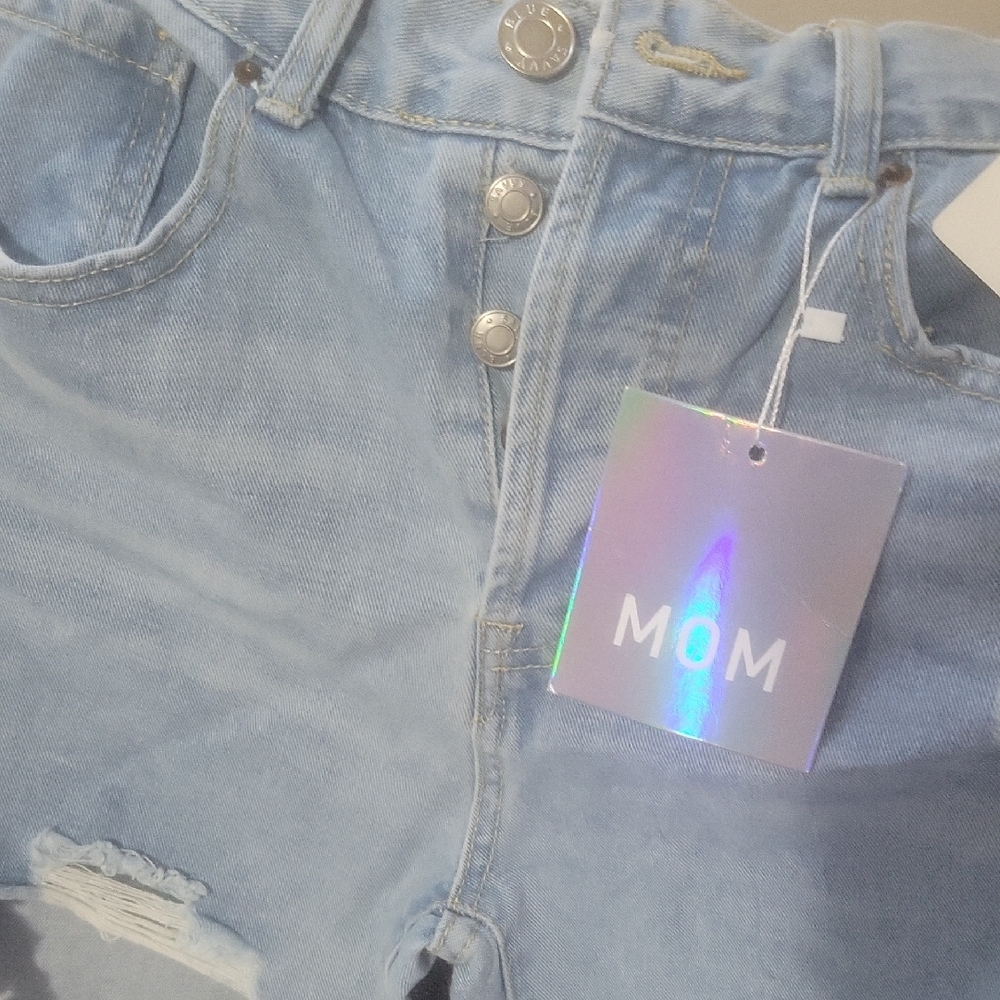 Light Blue MOM High-Rise Straight Leg Jeans